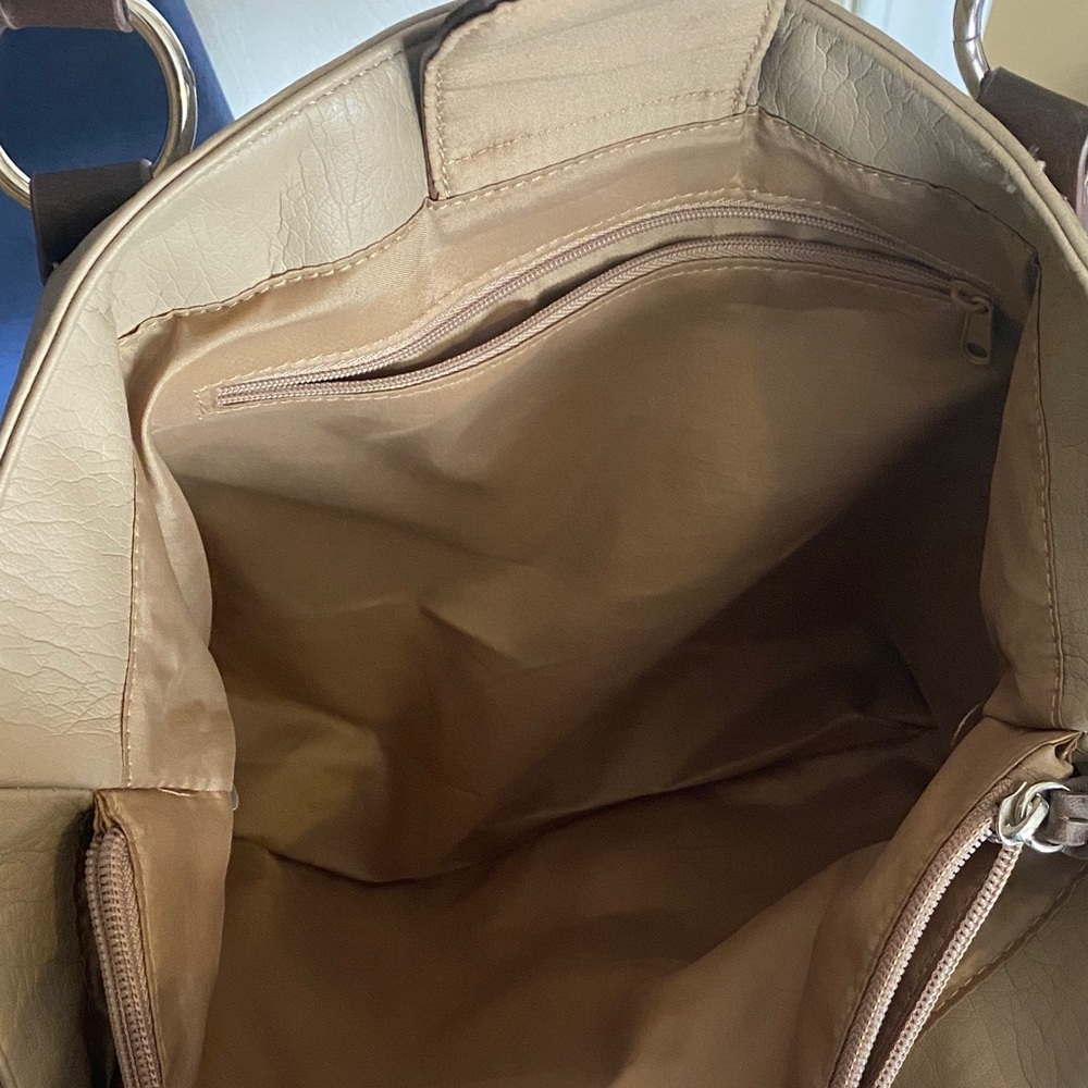 Kim Rogers Beige and Dark Brown Shoulder Bag - Picture 4 of 6